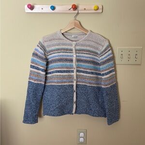 LL Bean Multicolored Striped Cotton Cardigan